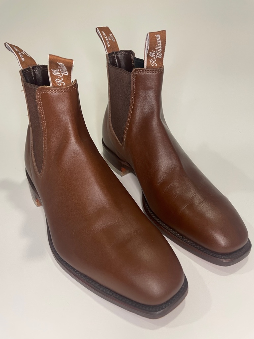 R.M. Williams Craftsman Chelsea Boots Chestnut Leather Sole 7.5G US 8.5